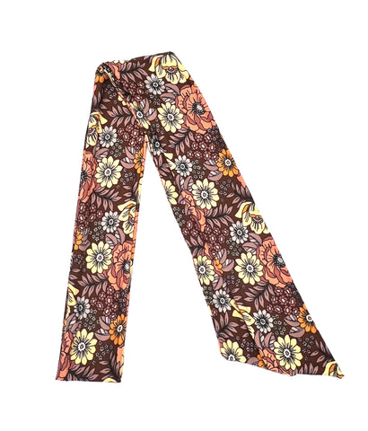 Colorful Floral on Brown Head Wrap