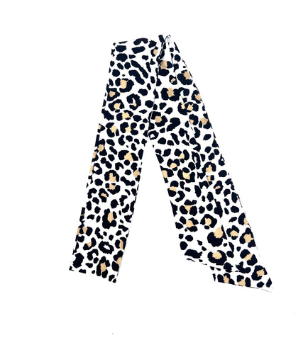 Tan and White Leopard Head Wrap