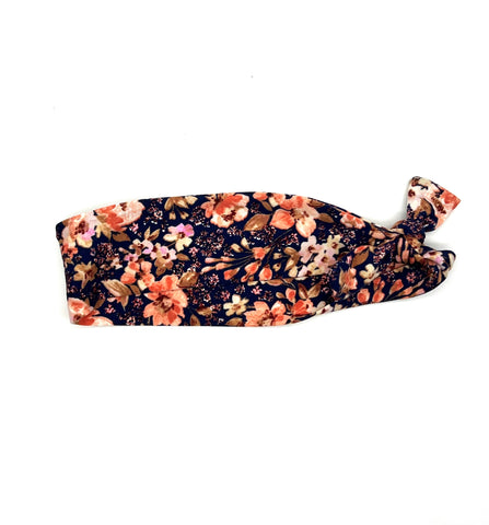 Coral Floral on Navy 2-inch headband