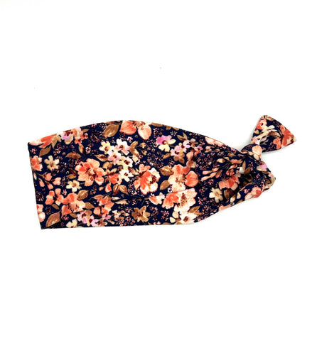 Coral Floral on Navy 3-inch Headband