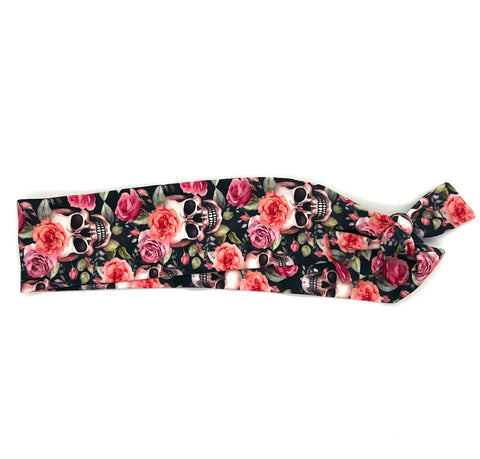 Skulls and Roses on Black 2-inch Headband