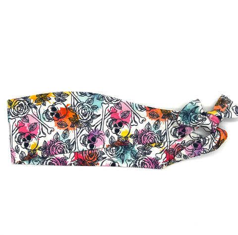 Splatter Paint Skulls on White 3-inch Headband