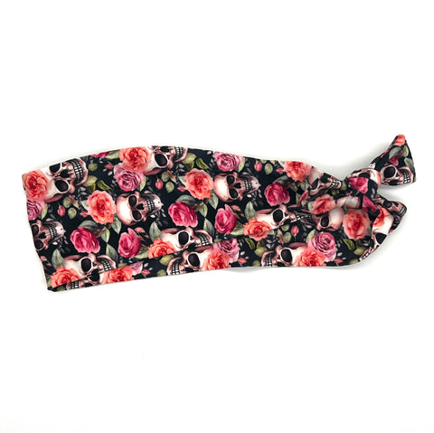 Skulls and Roses on Black 3-inch Headband
