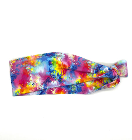 Rainbow Splatter Tie-Dyed 3-inch Headband