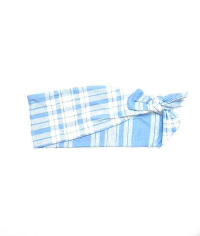 Pastel Blue Plaid 3-inch headband