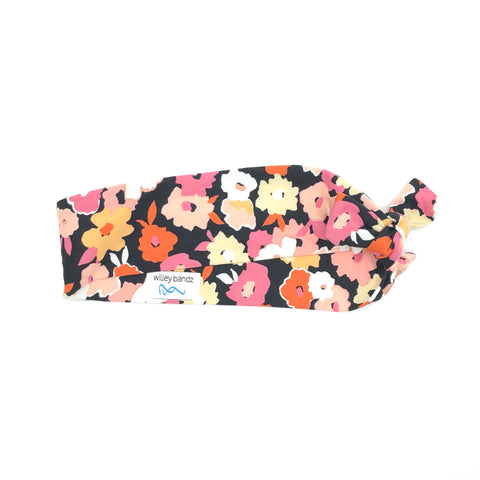 Colorful Pink Floral on Black 2-inch Headband