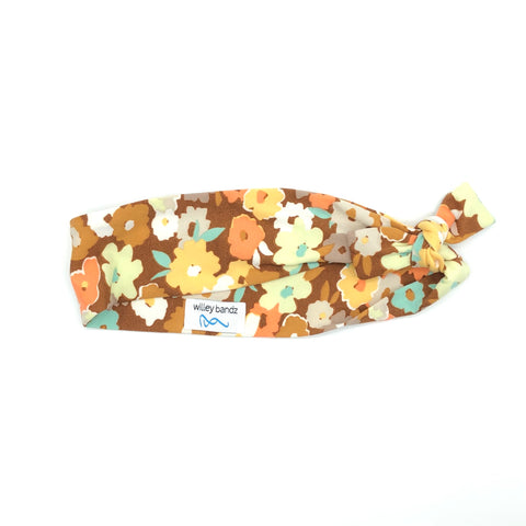 Colorful Floral on Rust 2-inch Headband