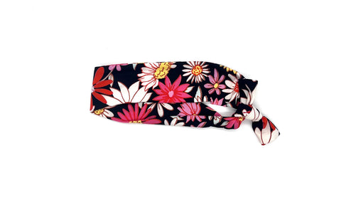 Yellow, Red, and Pink Flowers on Black 2-inch headband