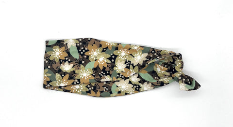 Sage and Tan Dotted Flowers 3-inch headband