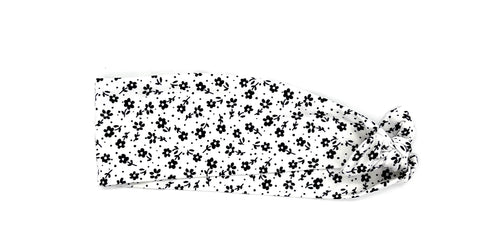 Black Flowers on White 3-inch headband