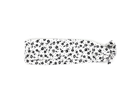 Black Flowers on White 2-inch headband