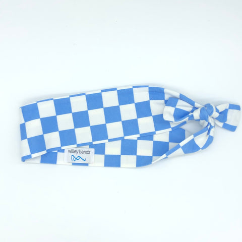 Blue and White Check 2-inch Headband