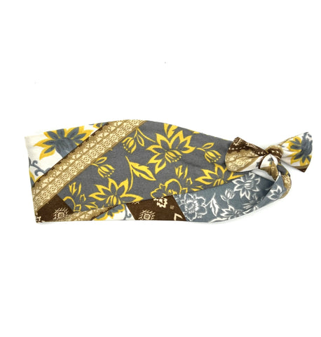 Gray Brown and Yellow Patchwork 3-inch Headband