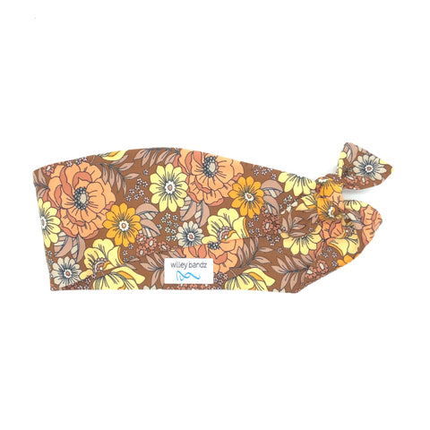 Earth Tone Floral on Brown 3-inch headband