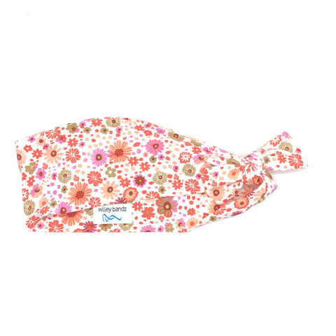 Shades of Pink Floral on White 3-inch headband
