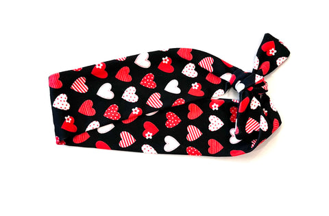 Red Hearts on Black 2-inch headband