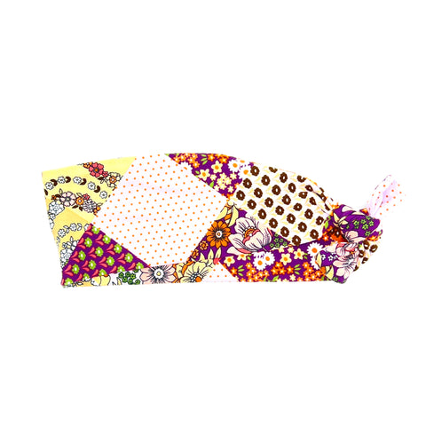 Reversible Purple and Tan Patchwork  3-inch headband