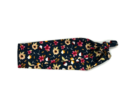 Wine Floral on Navy Headband