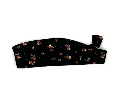 Tiny Red and Yellow Floral on Black Headband
