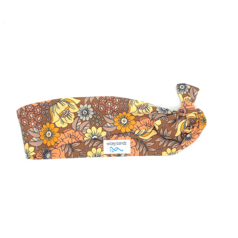 Earth Tone Floral on Brown 2-inch headband