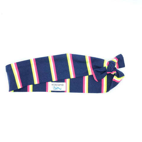 Neon Stripe on Navy 2-inch headband