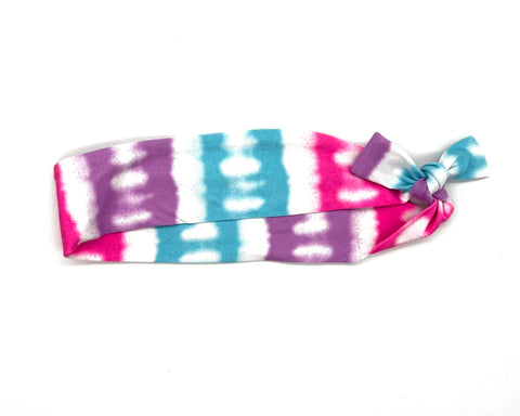Striped Pink Purple Blue Tie Dyed Headband