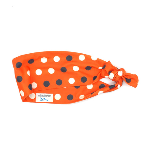 White and Black Dots on Orange 3-inch headband
