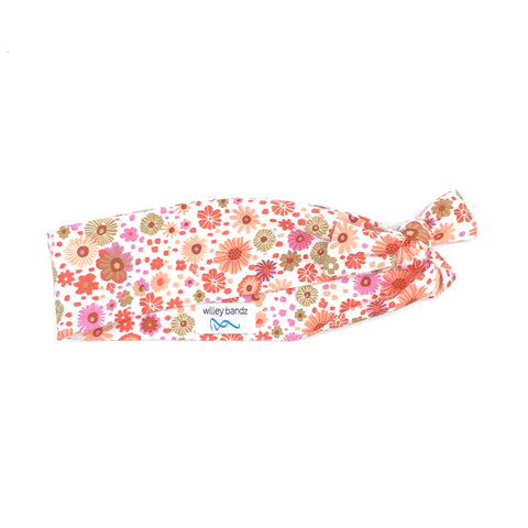Shades of Pink Floral on White 2-inch headband