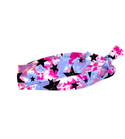 Pink Blue Purple Tie-Dyed with Stars 2-inch headband