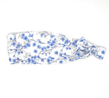 Blue Floral on White Headband