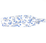 Blue Floral on White Headband