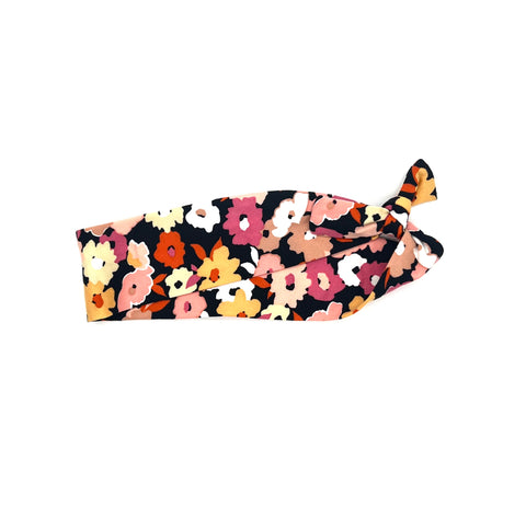 Shades of Pink Floral on Black Headband