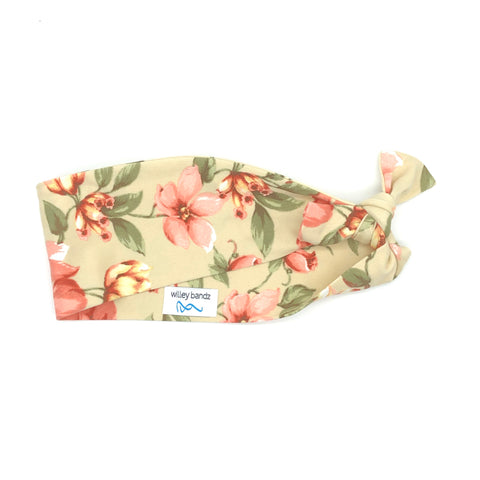 Coral Floral on Tan 3-inch headband