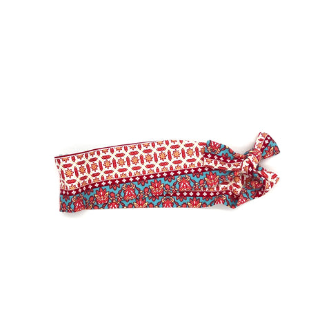 Red and Teal Geometric Stripe Headband