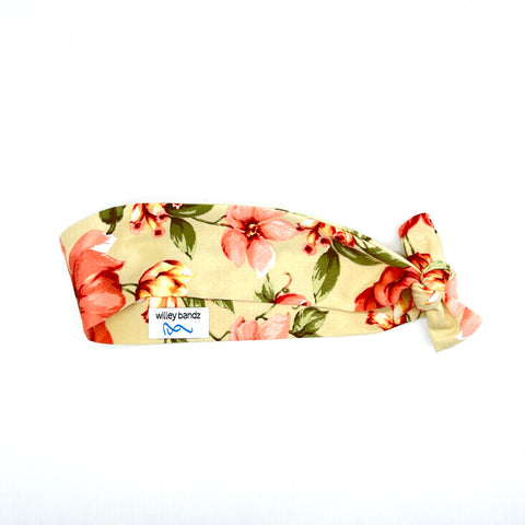 Coral Floral on Tan 2-inch Headband