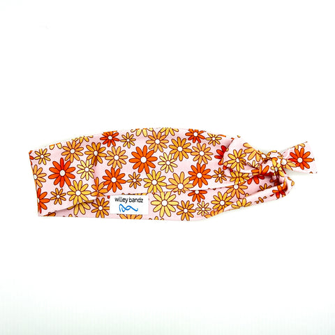 Shades of Orange Floral on Pink 2-inch Headband