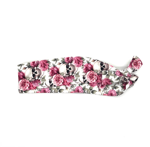 Skulls and Roses on White 2-inch Headband
