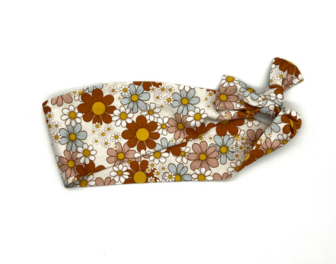 Orange and Blue Retro Floral Headband