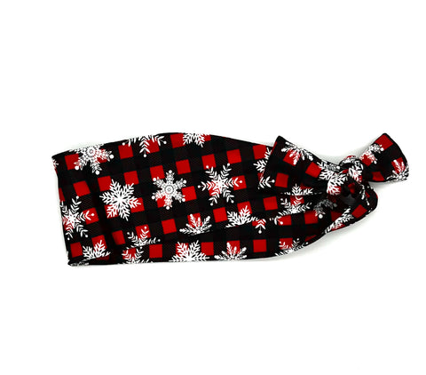 Snowflakes on Red and Black Plaid Headband