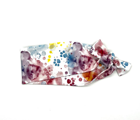 Paw Print Watercolor on White Headband