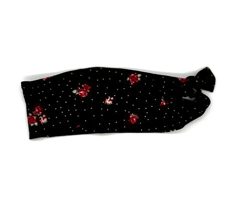 Red Roses on Black Headband