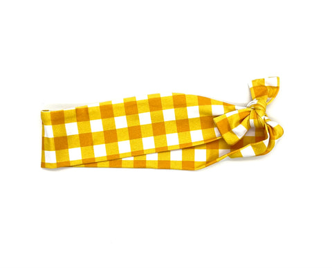 Yellow and White Check Headband