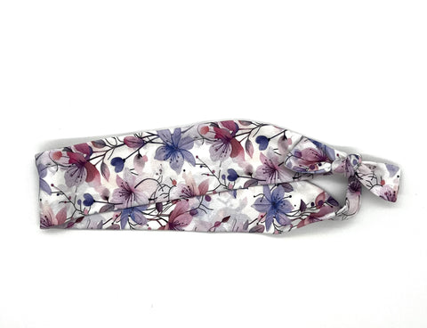 Pink and Purple Floral on White Headband