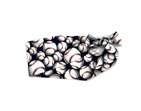 Baseballs on Navy Headband