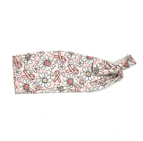 Breast Cancer Awareness with Flowers 3-inch Headband