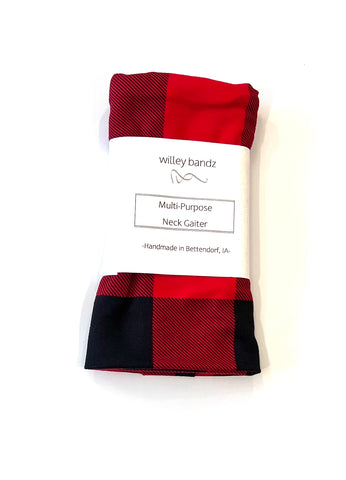 Red and Black Buffalo Plaid Neck Gaiter