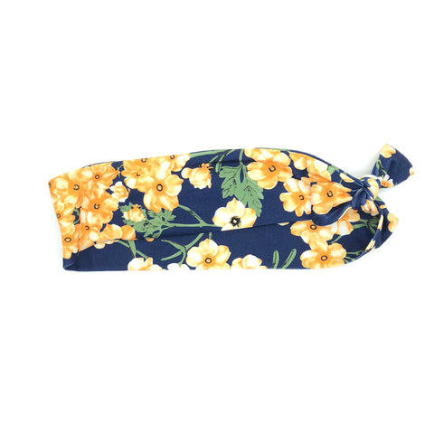 Gold Flowers on Navy 2-inch Headband