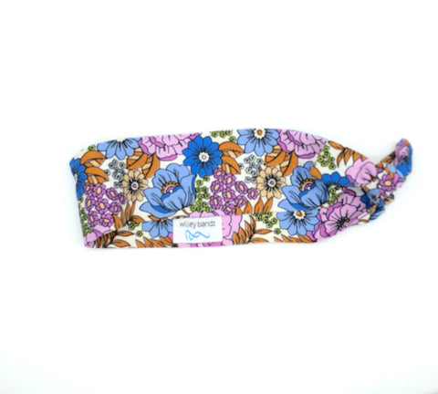 Blue and Brown Floral 2-inch Headband