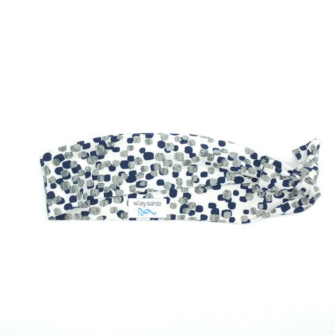 Navy and Grey Speckles on White  2-inch Headband