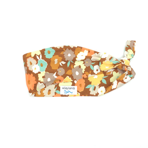 Colorful Floral on Rust 3-inch Headband